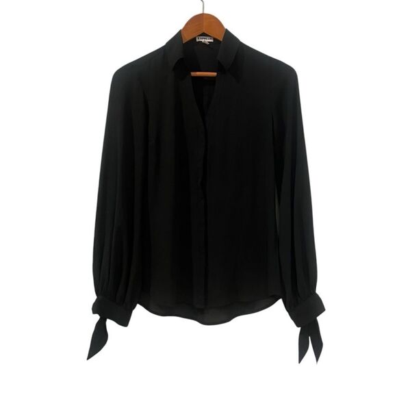 3 for $30! Express black sheer button down blouse. Size xs - Picture 1 of 8